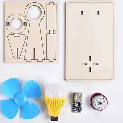 Educational components for building a small electronic device on a white background